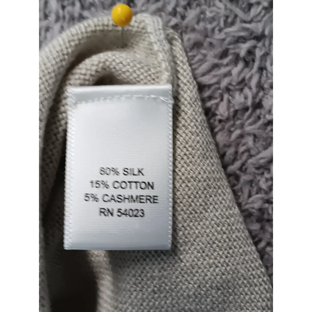 Banana Republic Argyle V-Neck Sweater Men XL‎ Beige Silk Cashmere